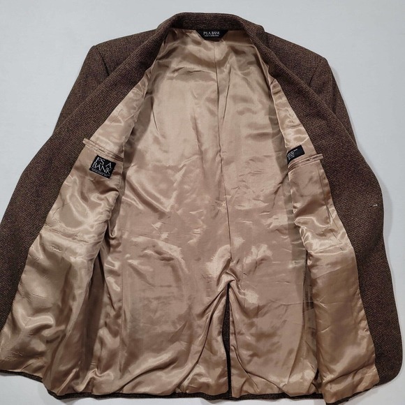 JoS A Bank Lambswool Cashmere Sport Coat Mens 44L 44 Brown Patterned Blazer - Picture 6 of 8